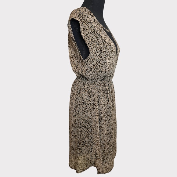 Mono B - Chiffon Animal Print Dress - Tan/Black - Size M - Picture 2 of 5